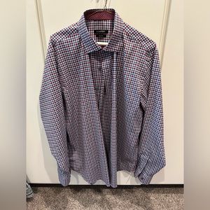 Blue and red plaid button down